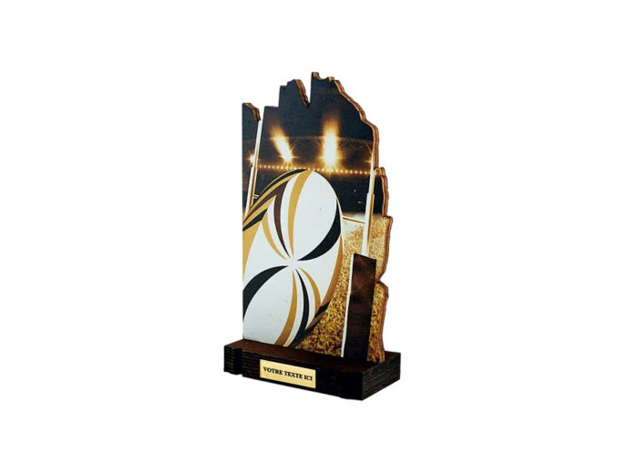 Trophee bois rugby h 22 cm