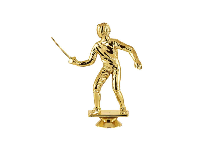 Sujet plastique or escrime h. 14cm