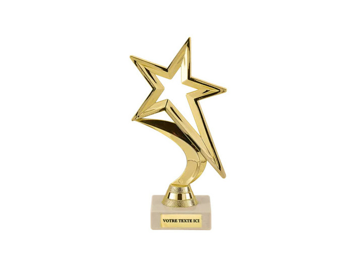 Trophee plastique etoile or 19cm