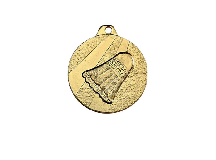 Medaille frappee fer or badminton d 32mm