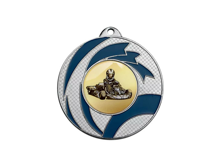 Medaille fer diam50mm argent/bleu