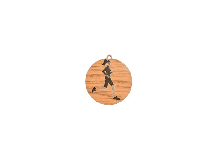 Medaille en bois running diametre 5