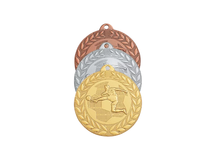 Medaille frappee fer foot 50mm or