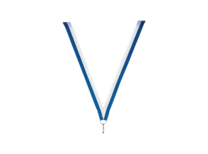 Ruban medaille bleu/blanc fin 80x1cm