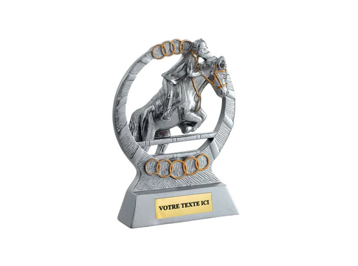 Trophee resine eco saut d'obstacle h. 16 cm