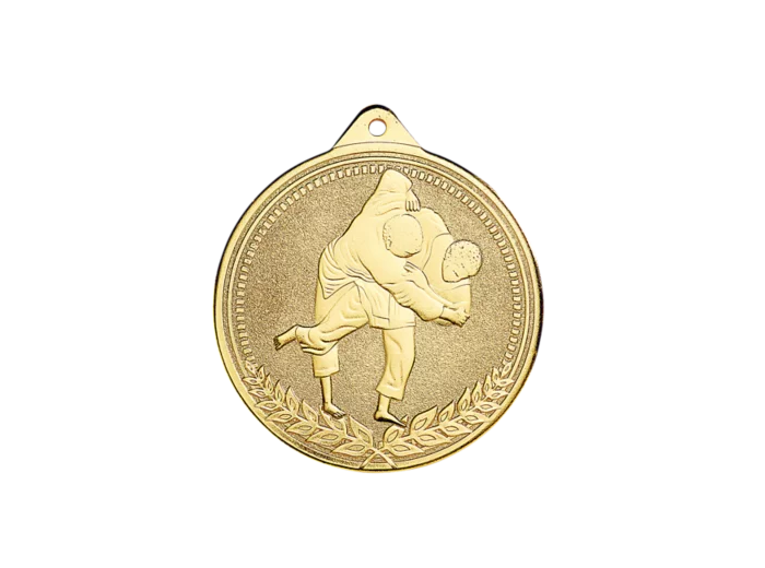Medaille frappee fer judo 70mm or