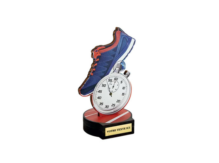 Trophee bois running h 20 cm