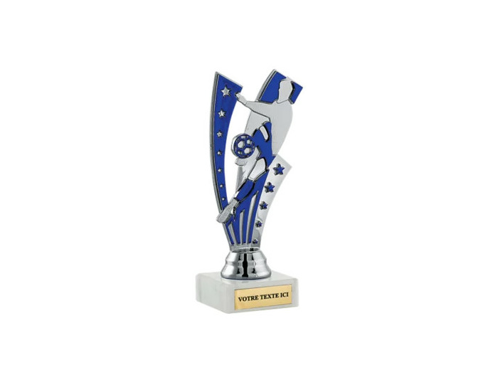 Trophee plastiq foot argt/bleu 16cm