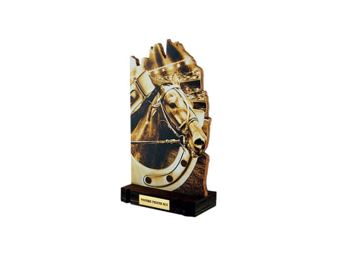 Trophee bois equitation h 22 cm