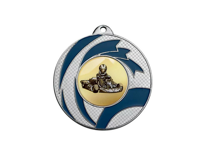 Medaille fer diam50mm argent/bleu