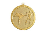 Medaille frappee fer karate 50mm or