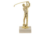 Trophee sujet plas or golf h 15 cm