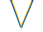 Ruban medaille bleu/jaune fin 80x1cm