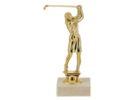 Trophee sujet plas or golf h 15 cm