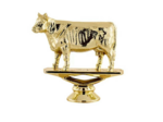 Sujet plastique or vache h.9cm