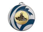 Medaille fer diam50mm argent/bleu