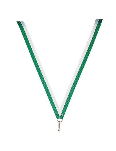 Ruban medaille vert/blanc fin 80x1cm