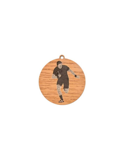 Medaille en bois rugby diametre 50