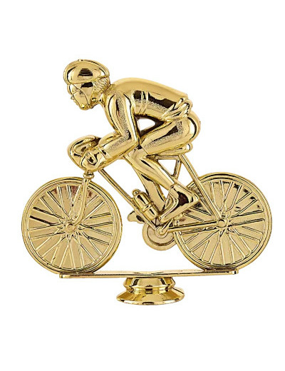 Sujet plastique or cyclisme h. 11cm