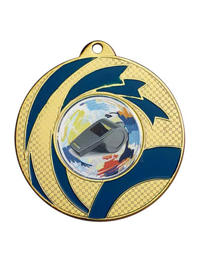 Medaille fer diam50mm or/bleu