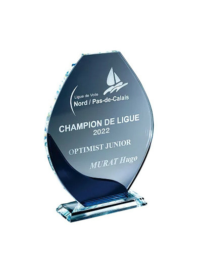 Trophee verre epaiss 10+10mm h.23cm