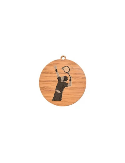Medaille en bois tennis diametre 50