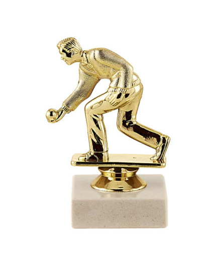 Trophee sujet plas or boule h 14 cm