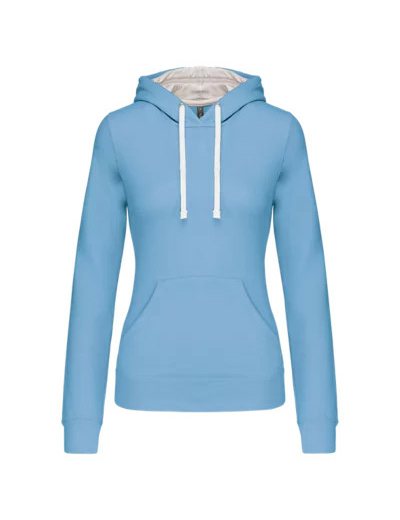 Sweatshirt capuche contrastée femme