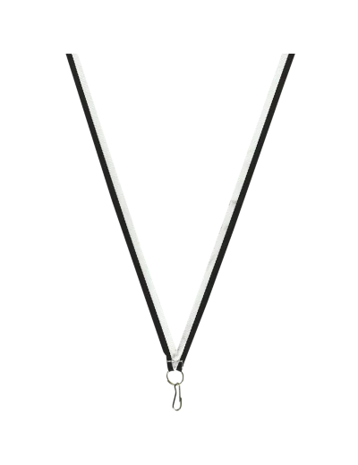 Ruban medaille noir/blanc fin 80x1cm