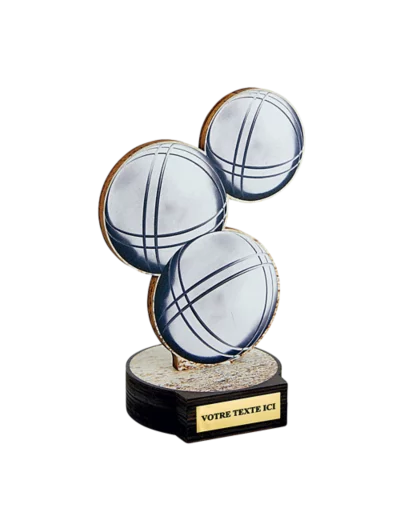 Trophee bois petanque h 20 cm