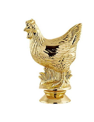 Sujet plastique or poule h.9cm