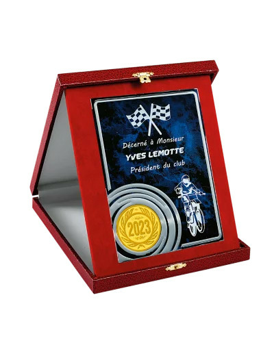 Ecrin rouge avec plaque alu 19x23cm