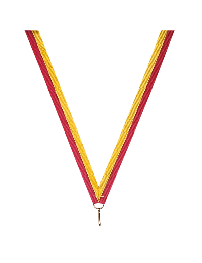Ruban medaille rouge/jaune fin 80x1cm