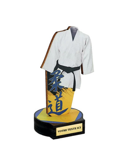 Trophee bois judo h 20 cm