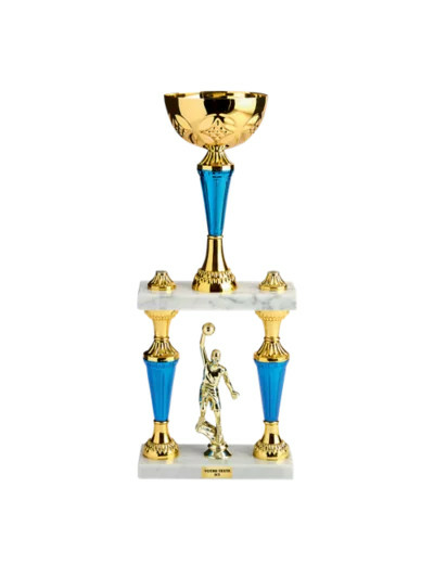 Trophee colonne or/bleu(e) hauteur