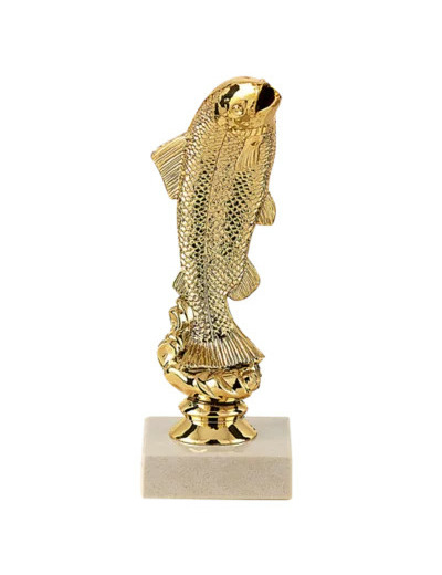 Trophee sujet plas or peche h 16 cm