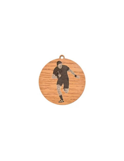 Medaille en bois rugby diametre 50