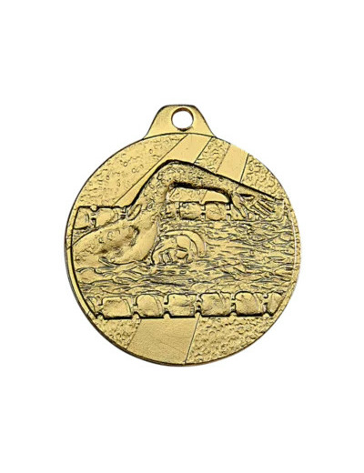 Medaille frappee fer or natation d 32 mm
