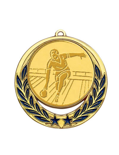 Medaille zamak diam70mm or/bleu