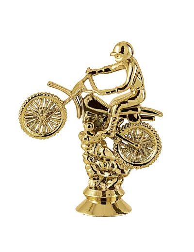 Sujet plastiq or moto cross h.11cm