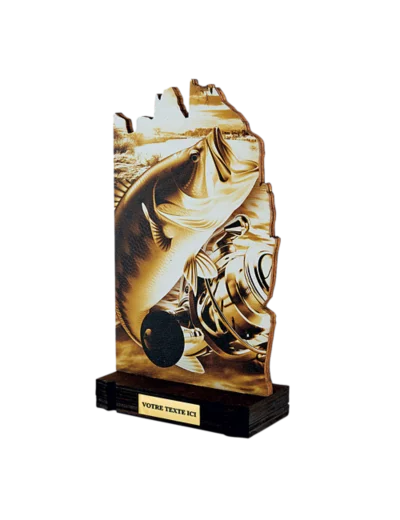 Trophee bois peche h 22 cm