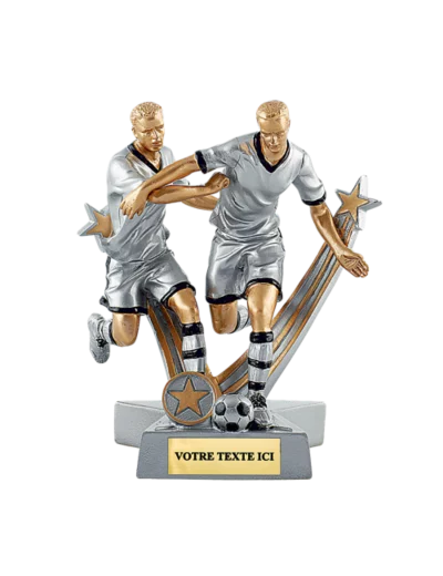 Trophee resine joueur foot double h.21 cm
