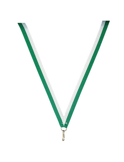 Ruban medaille vert/blanc fin 80x1cm