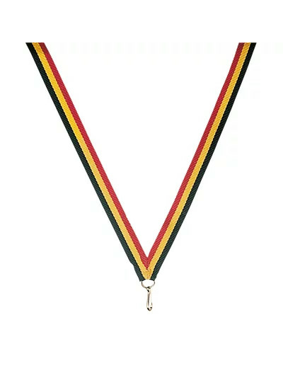 Ruban noir/jaune/rouge fin 80x1cm