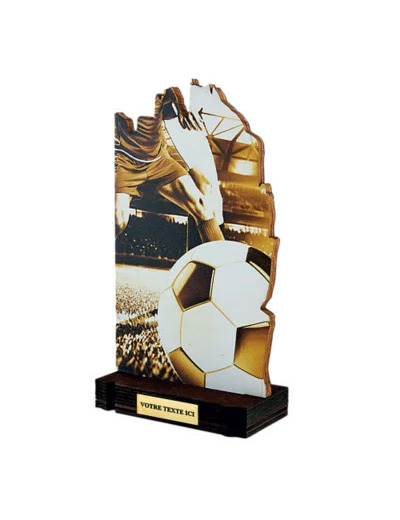 Trophee bois football h 22 cm