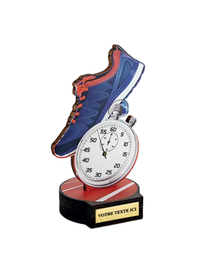 Trophee bois running h 20 cm
