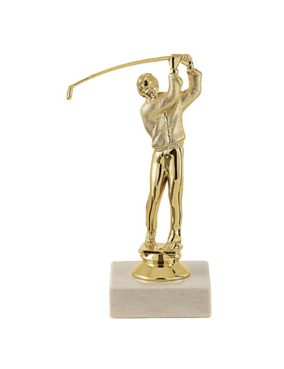 Trophee sujet plas or golf h 15 cm