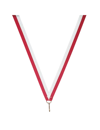 Ruban medaille rouge/blanc fin 80x1cm