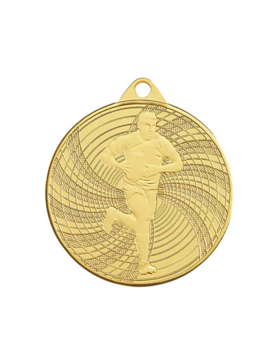 Medaille frappee fer rugby 50mm or