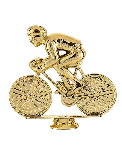 Sujet plastique or cyclisme h. 11cm
